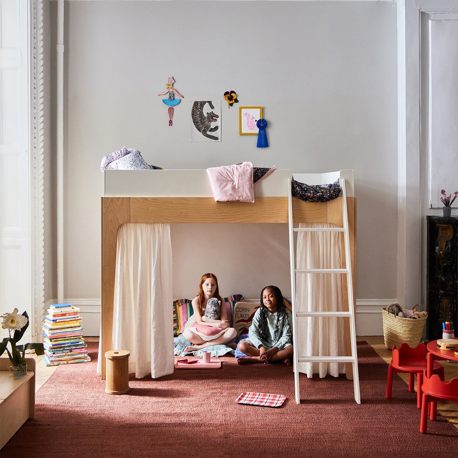 Perch Full Size Loft Bed for Kids Teens with Stairs by Oeuf Canada