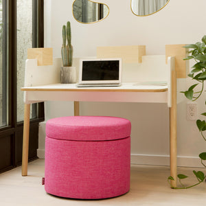 Brooklyn Desk with Monte Hot Pink Storage Ottoman