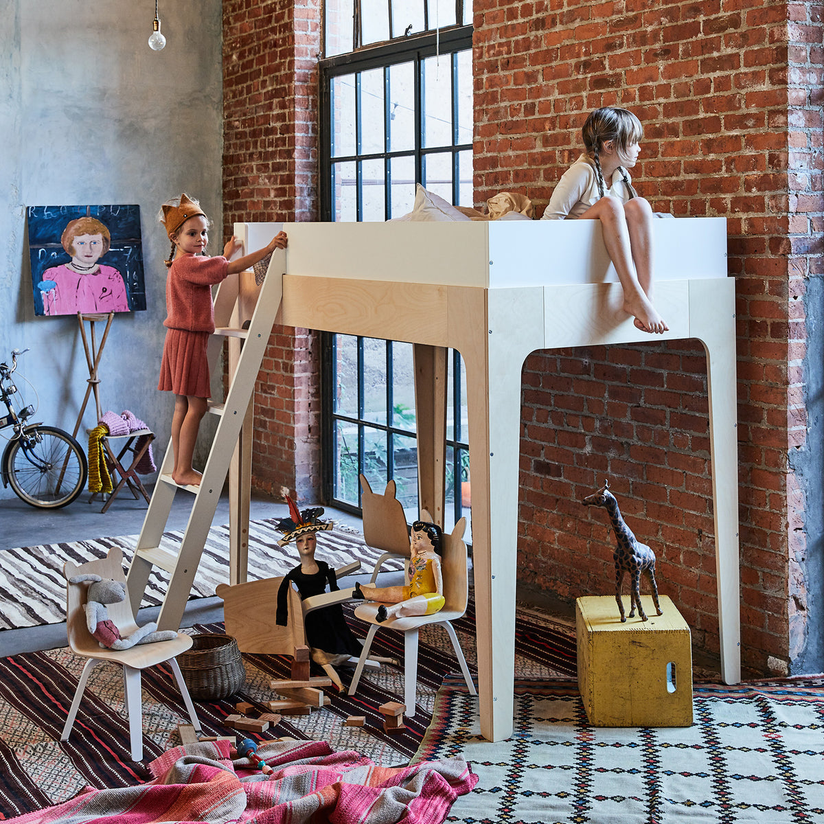 Perch Twin Bunk Bed for Kids & Teens with Stairs by Oeuf Canada